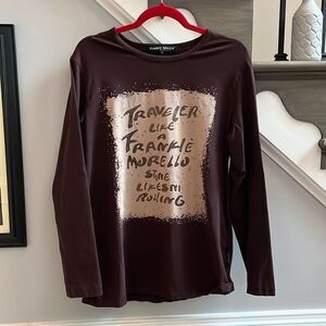 Frankie Morello Milan Brown Traveler Long Sleeve T-Shirt sz XXL EUC